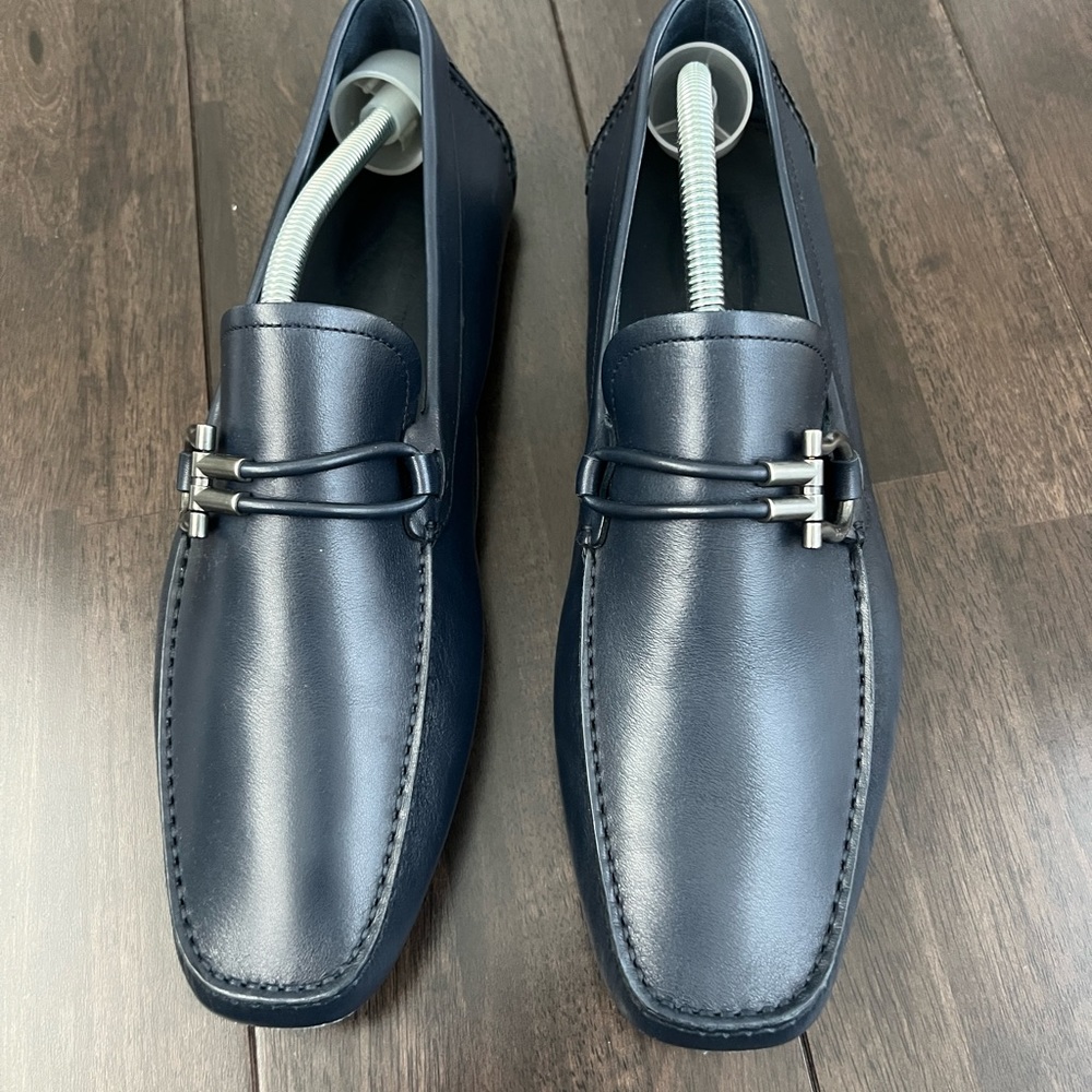 Ferragamo men’s navy loafers. Size 10 and a half.